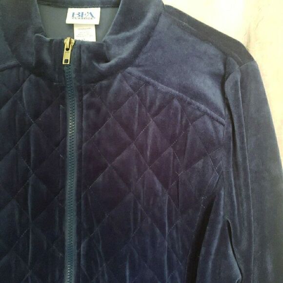 BFA Classics Blue Velour Zip Jacket Women's Size L - Picture 4 of 9